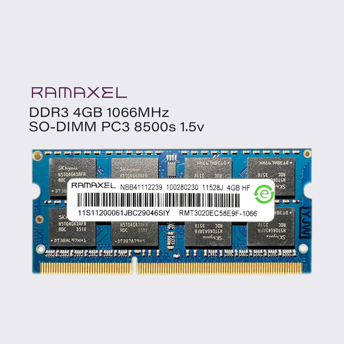 ramaxel ddr3 4gb 1066mhz laptop memory sodimm ram pc3 8500 1.5v