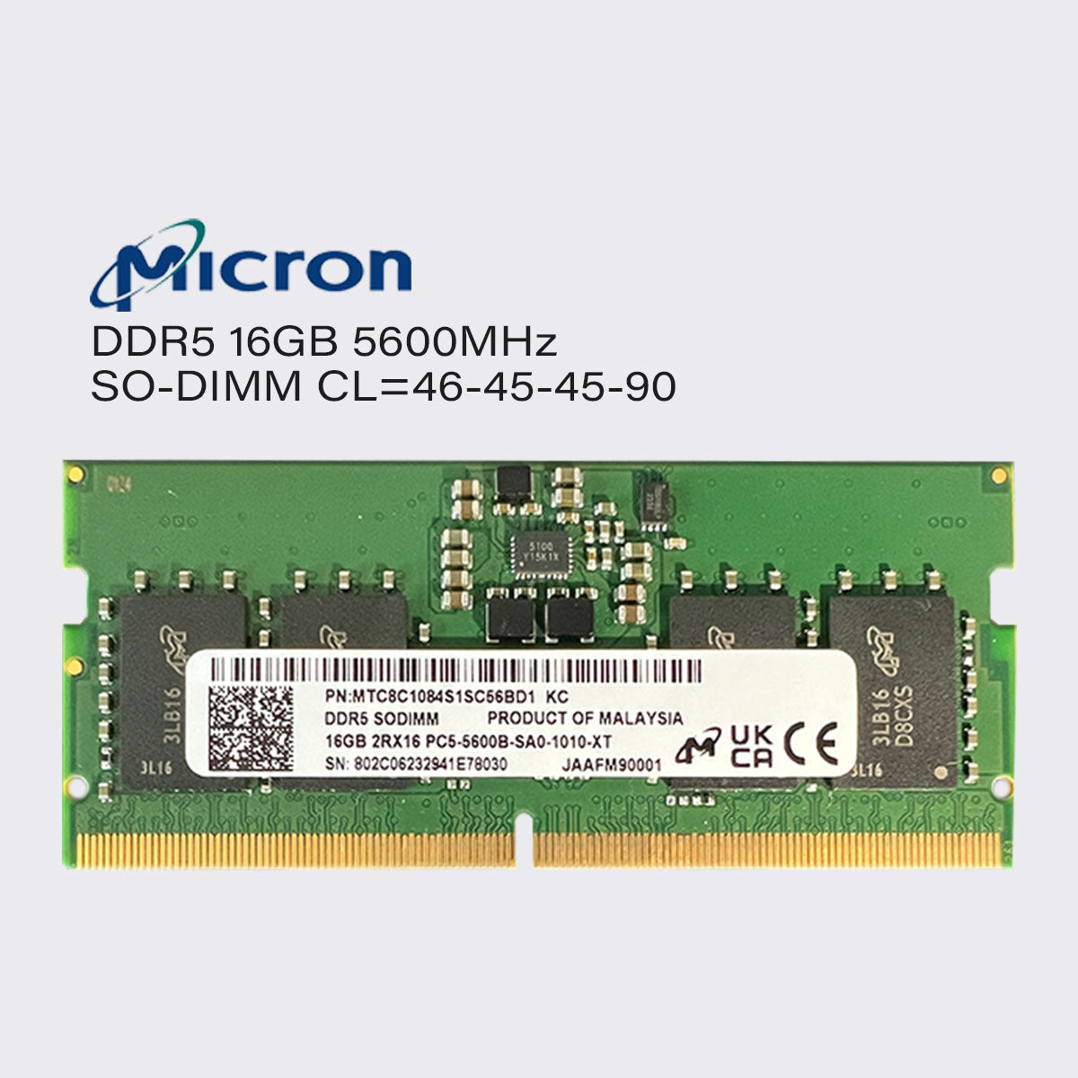 micron ddr5 32gb 16gb 8gb 5600mhz laptop memory sodimm ram pc5 44800 1.1v