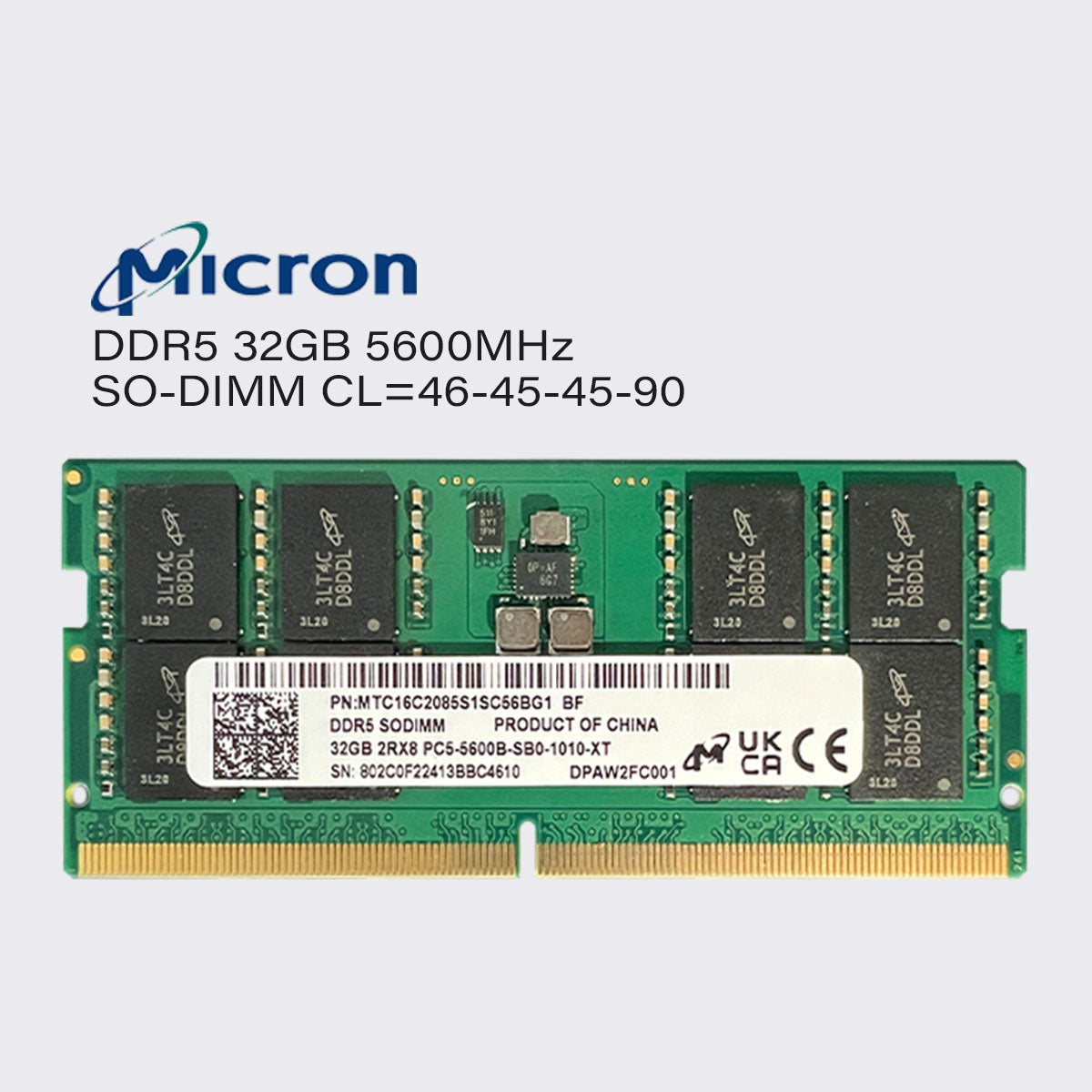 micron ddr5 32gb 16gb 8gb 5600mhz laptop memory sodimm ram pc5 44800 1.1v