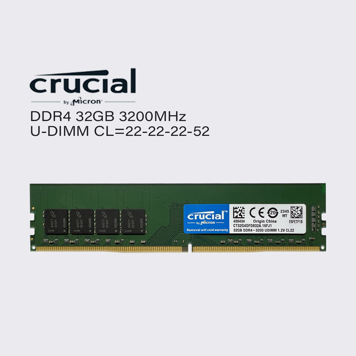 crucial ddr4 32gb 16gb 8gb 4gb 3200mhz desktop memory udimm pc ram pc4 25600 1.2v